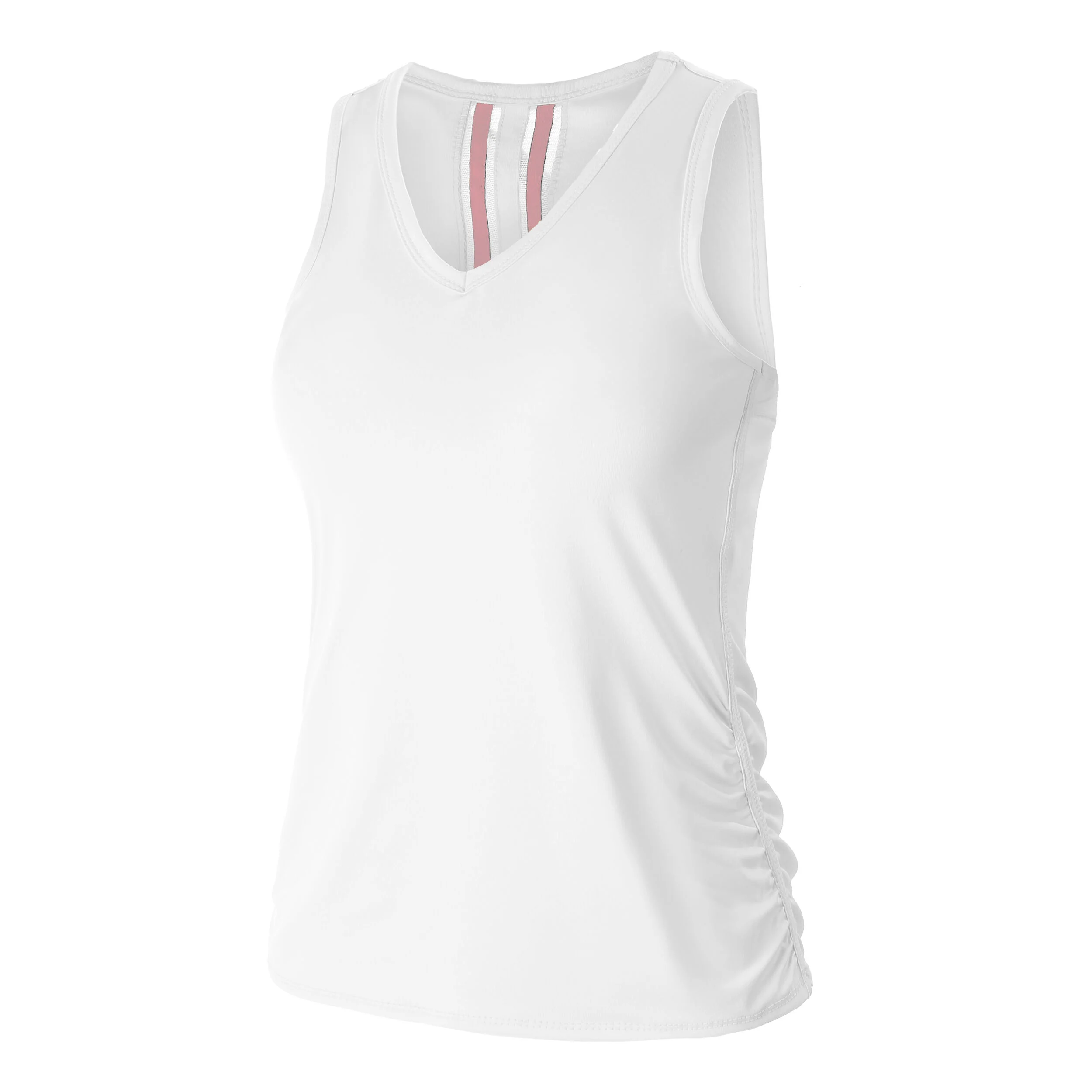 V-Neck Ruche Tank-Top Special Edition Damen - Weiß, Pink