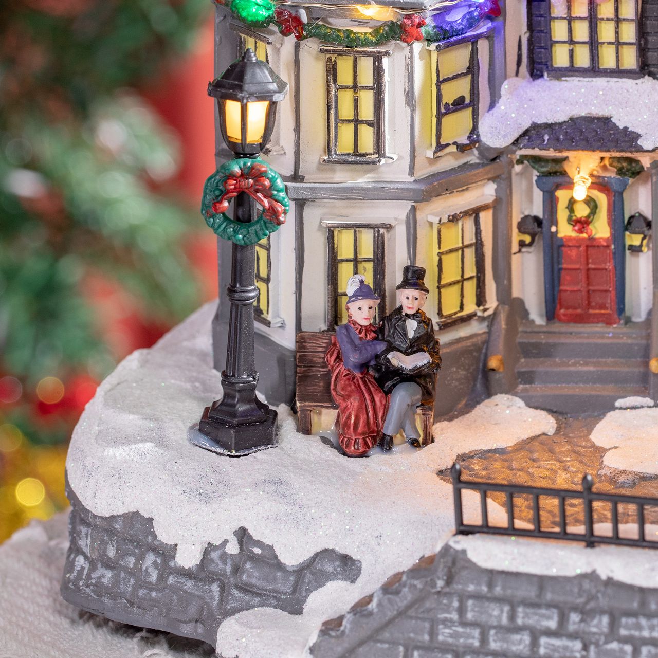 HOMCOM Weihnachtsdorf Weihnachtsdeko mit LED Winterlandschaft Tischdeko