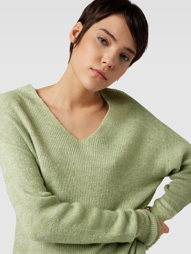Strickpullover mit Strukturmuster Modell 'CREWLEFILE' in schilf