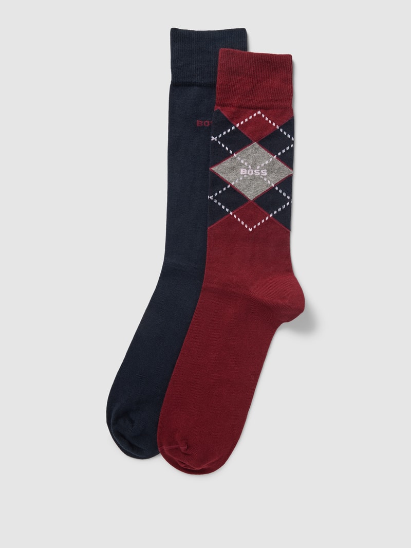 Socken mit Label-Detail im 2er-Pack in dunkelrot