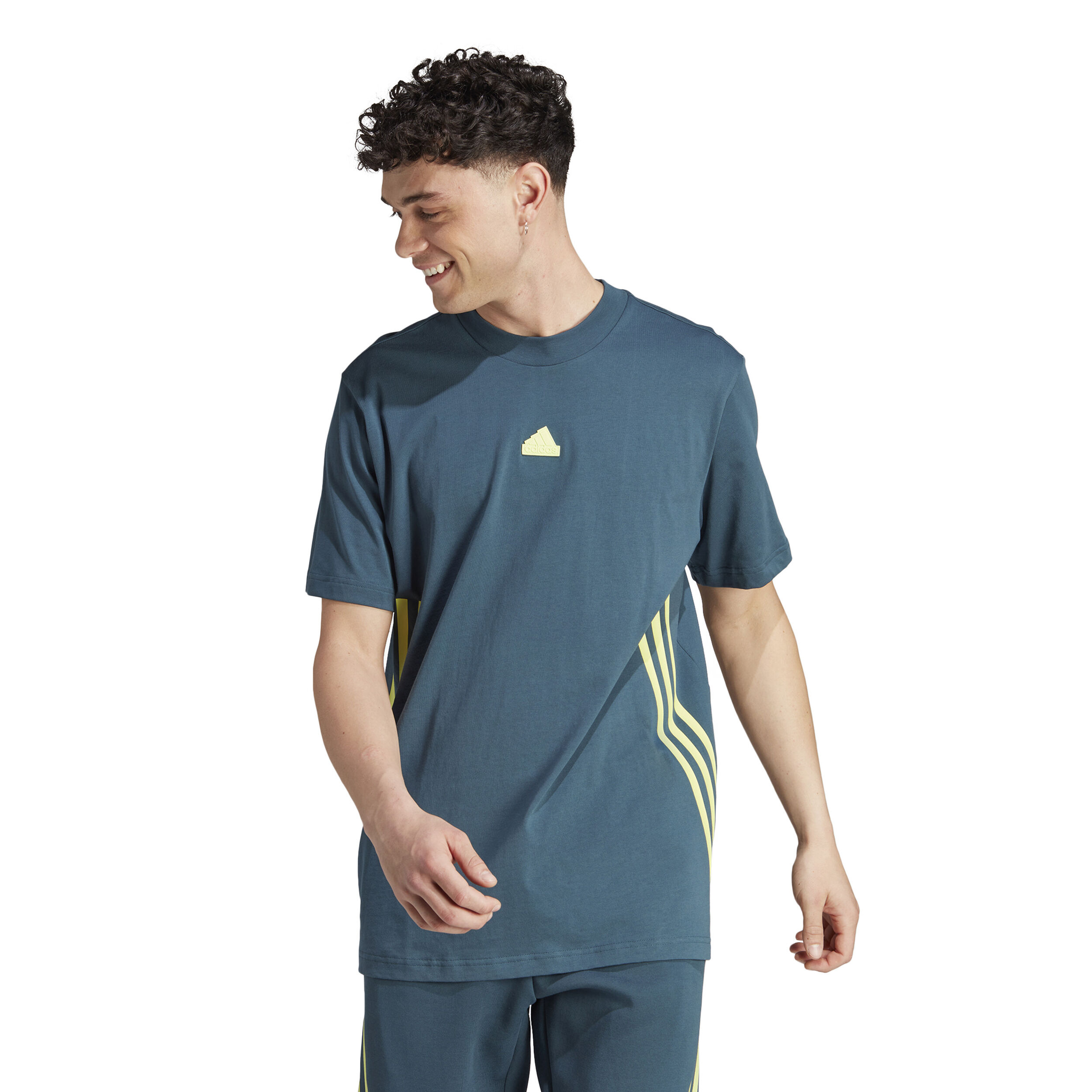 Future Icon 3 Stripes T-Shirt Herren - Dunkelgrau, Limette