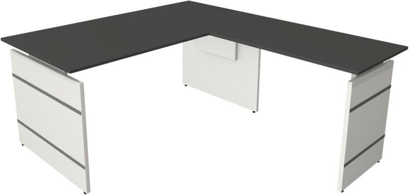 Kerkmann 11465013 Form 4 Höhenverstellbar Sitz-Stehschreibtisch L-förmig Weiß 1.600 x 1.800 x 760 mm