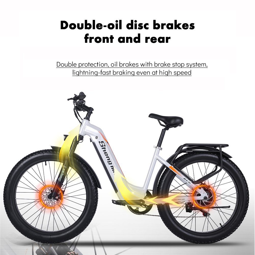 Shengmilo E-Bike Elektrofahrrad 26 Zoll E-Mountainbike mit 26X3.0