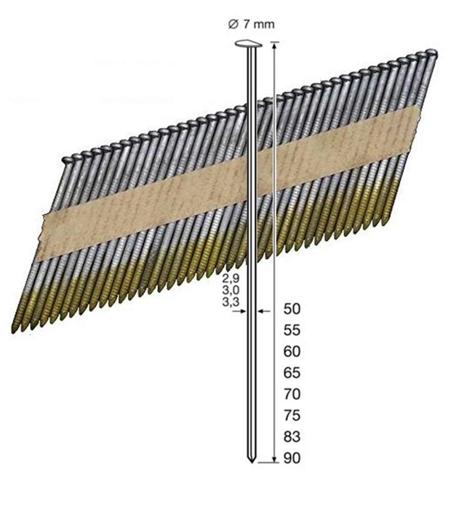 Dutack 5150036 Strip Nail 2.8x60mm 34° galvanized ring 5000 Pieces