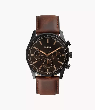 Fossil Outlet Herrenuhr Sullivan Multifunktion Leder Braun