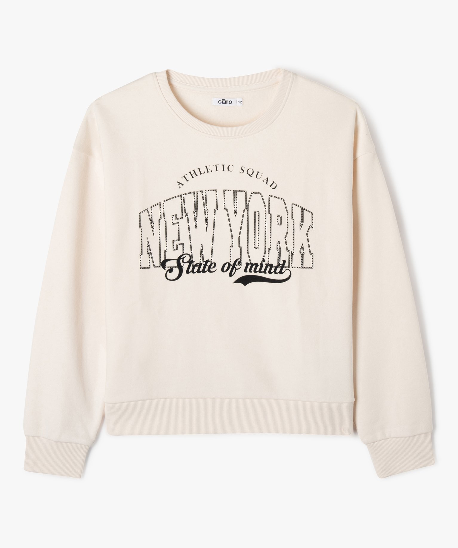 Sweat large en molleton doux fille beige clair | GEMO
