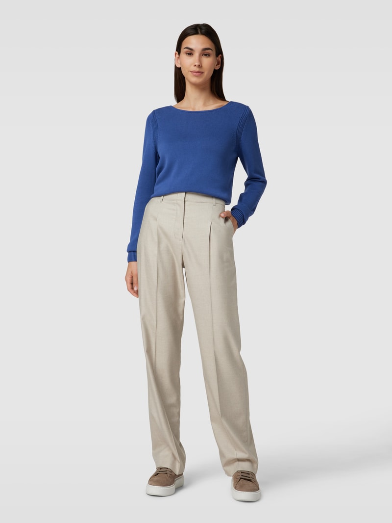 Strickpullover mit U-Boot-Ausschnitt in rauchblau