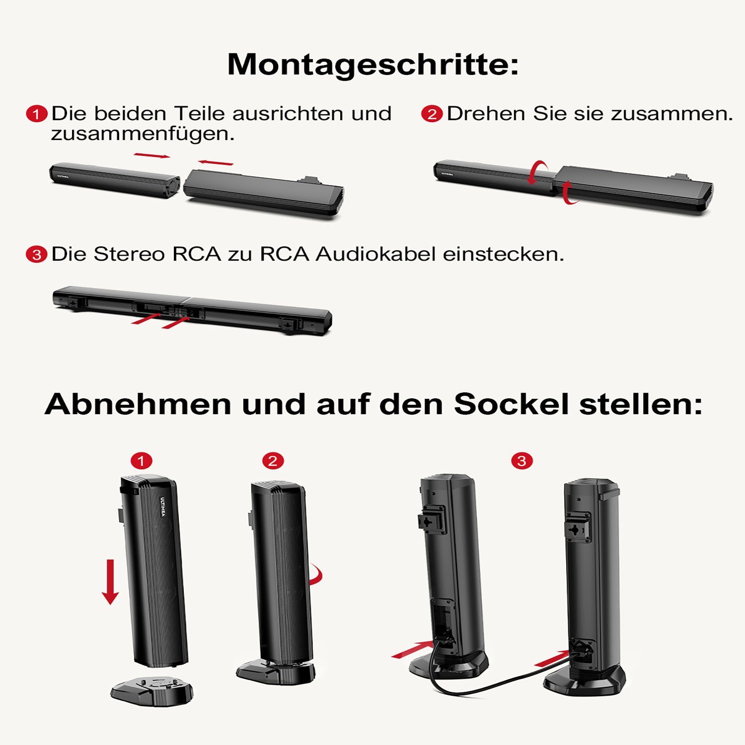 Ultimea Apollo S40 2.2-Kanal Soundbar (Abnehmbar Lautsprecher, 100W)