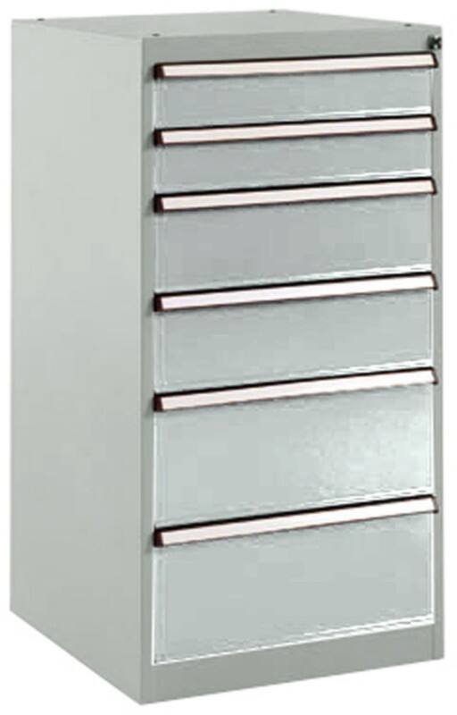 Manuflex Stationär Schubfachschrank 6 Schubfächer BASETEC Hellgrau 500 x 580 x 1.000 mm