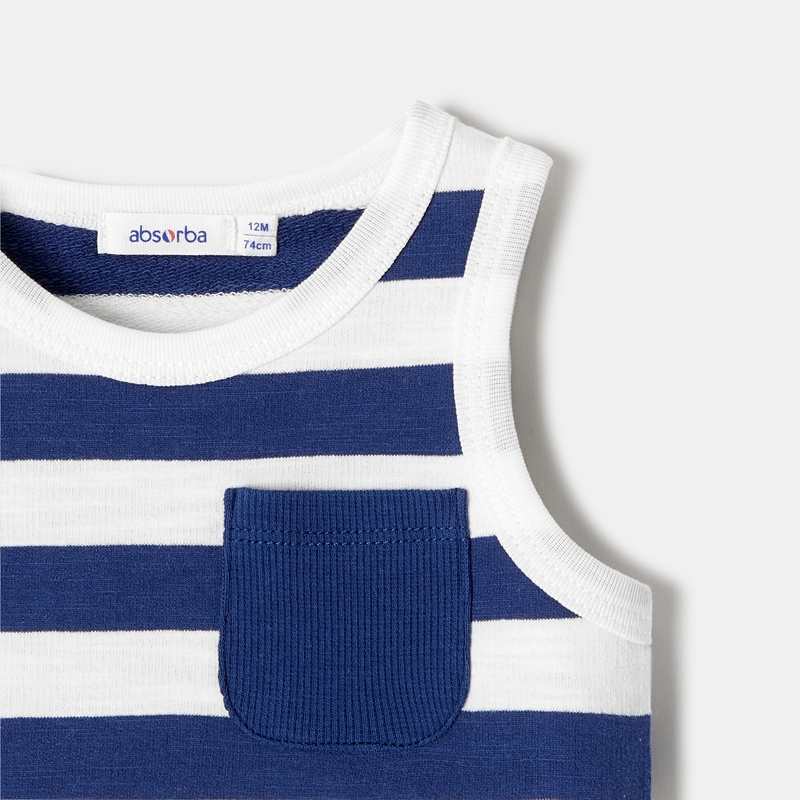 Débardeur en coton bio bleu bébé garçon Absorba