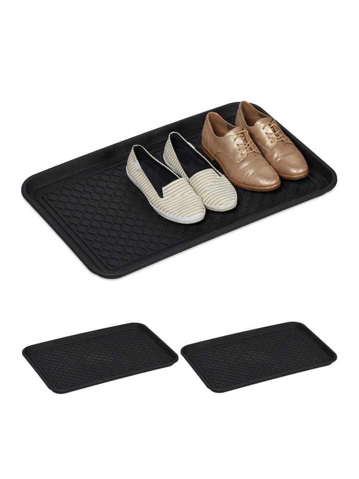 relaxdays 3 x Schuhabtropfschale in Schwarz - (B)60 x (H)3 x (T)40 cm günstig kaufen onesize