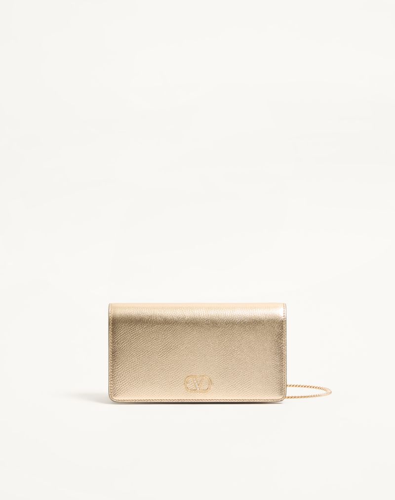 VLogo Signature Mini-skuldertaske i lamineret, kornet kalveskind med juvellogo
