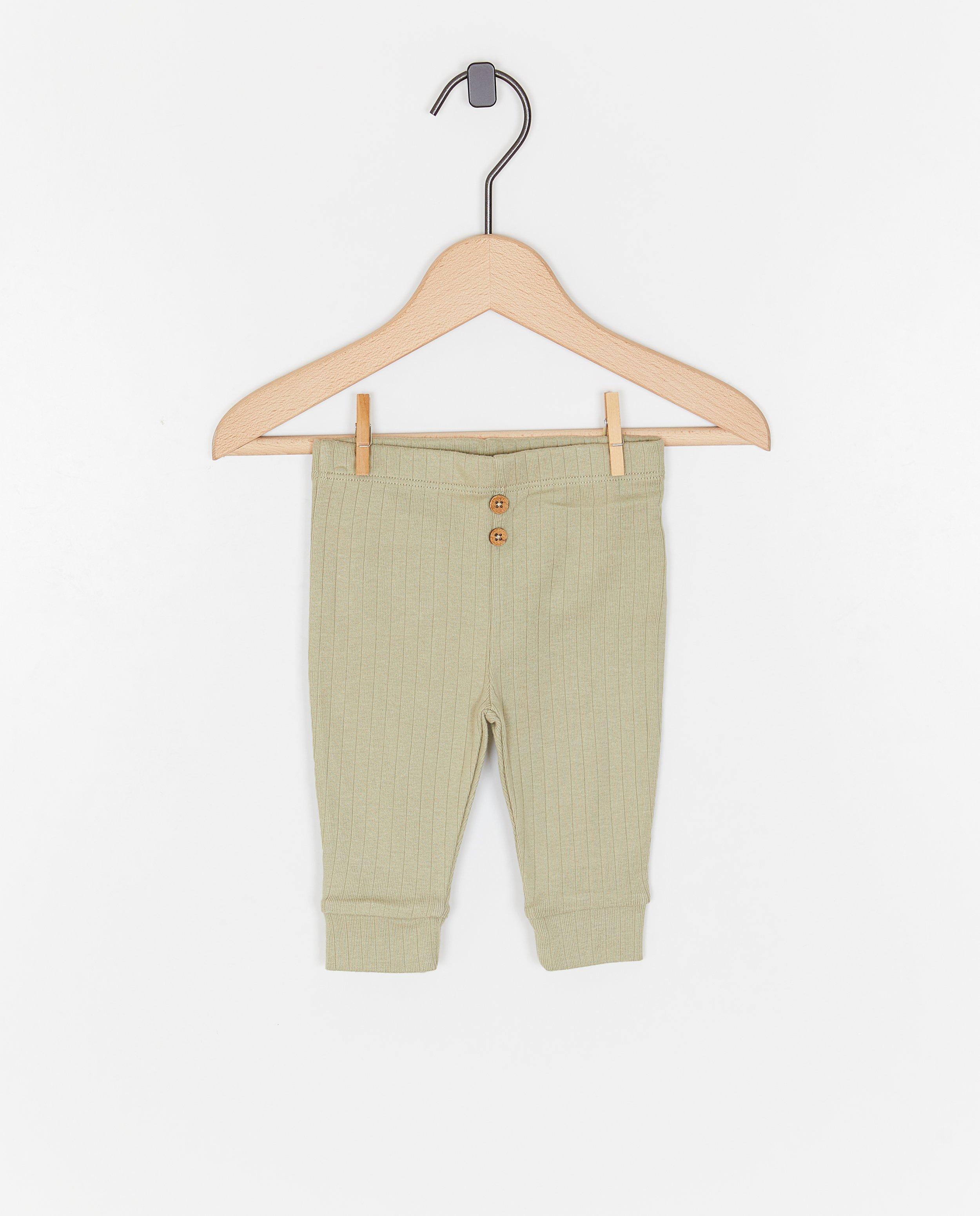 Pantaloni cu model cu nervuri fine, verde deschis, pentru nou-născuți 50-68