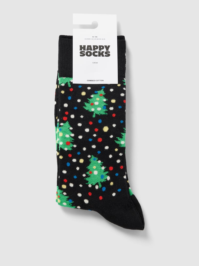 Socken mit Motiv-Print Modell 'CHRISTMAS NIGHT' in schwarz