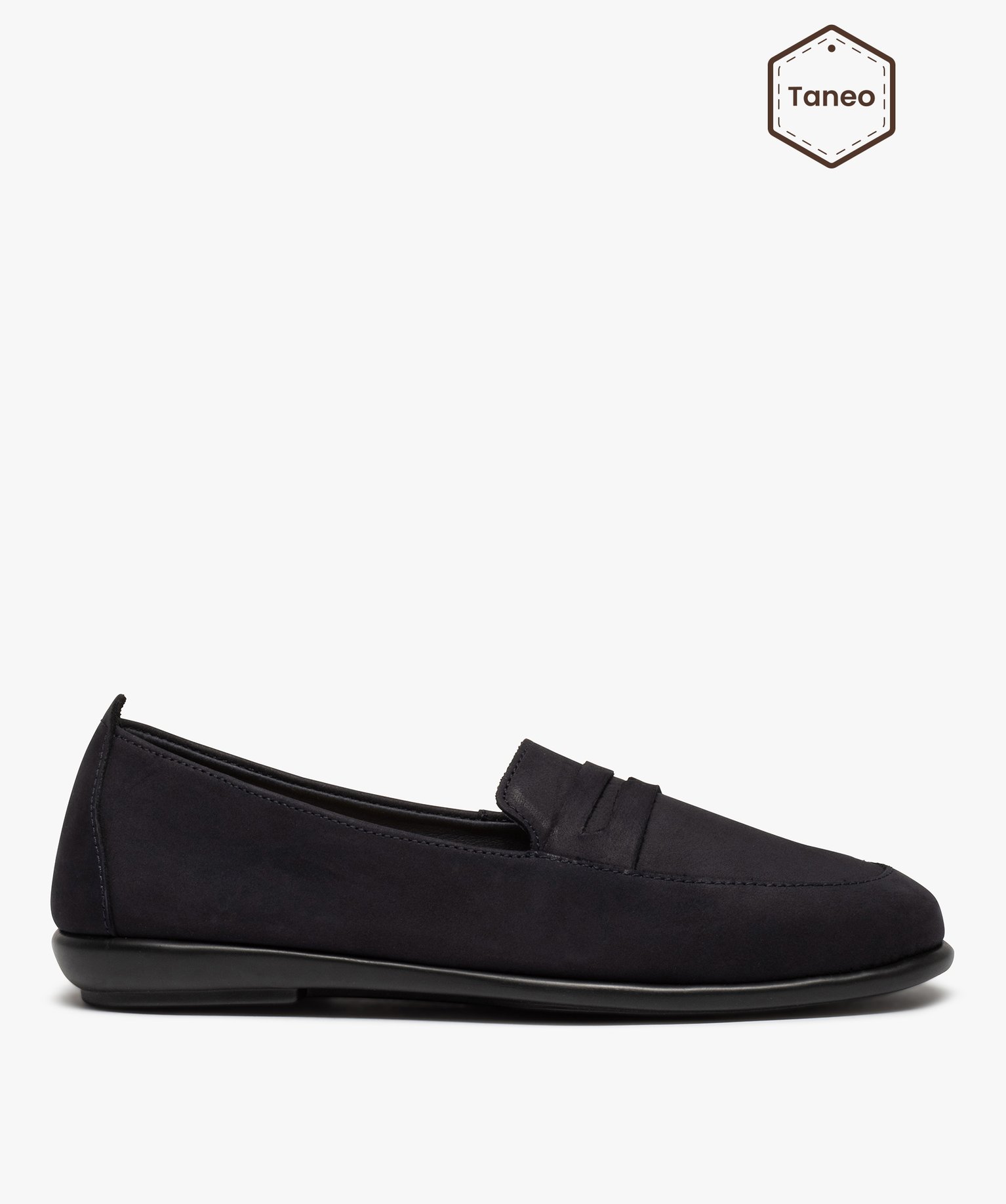 Mocassins femme à talon plat dessus cuir uni – Tanéo marine | GEMO