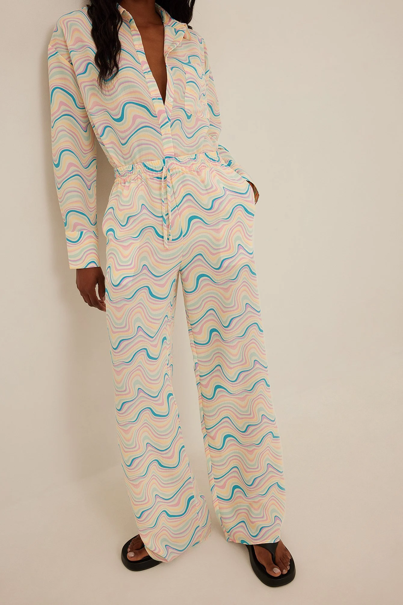 Straight Leg Structured Trousers