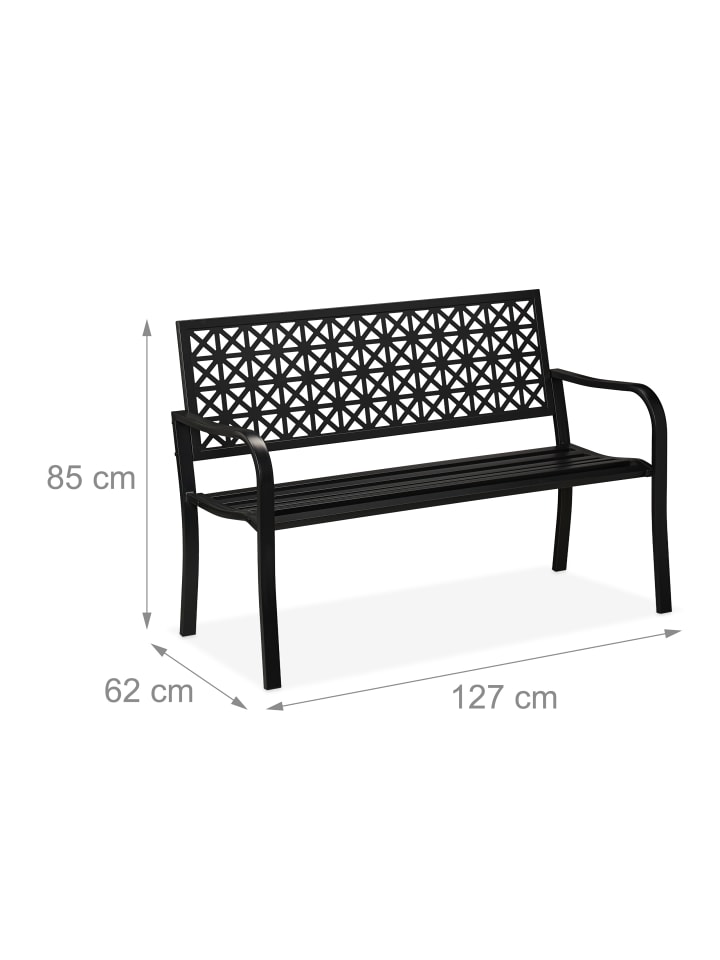 relaxdays Gartenbank in Schwarz - (B)127 x (H)85 x (T)62 cm günstig kaufen onesize