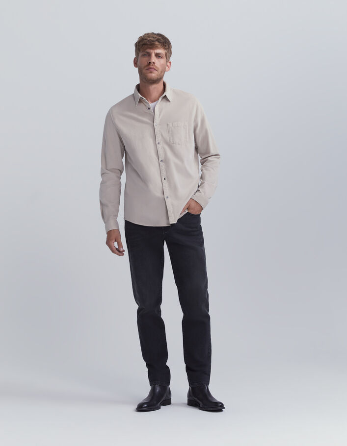 Chemise REGULAR grise en velours milleraies Homme