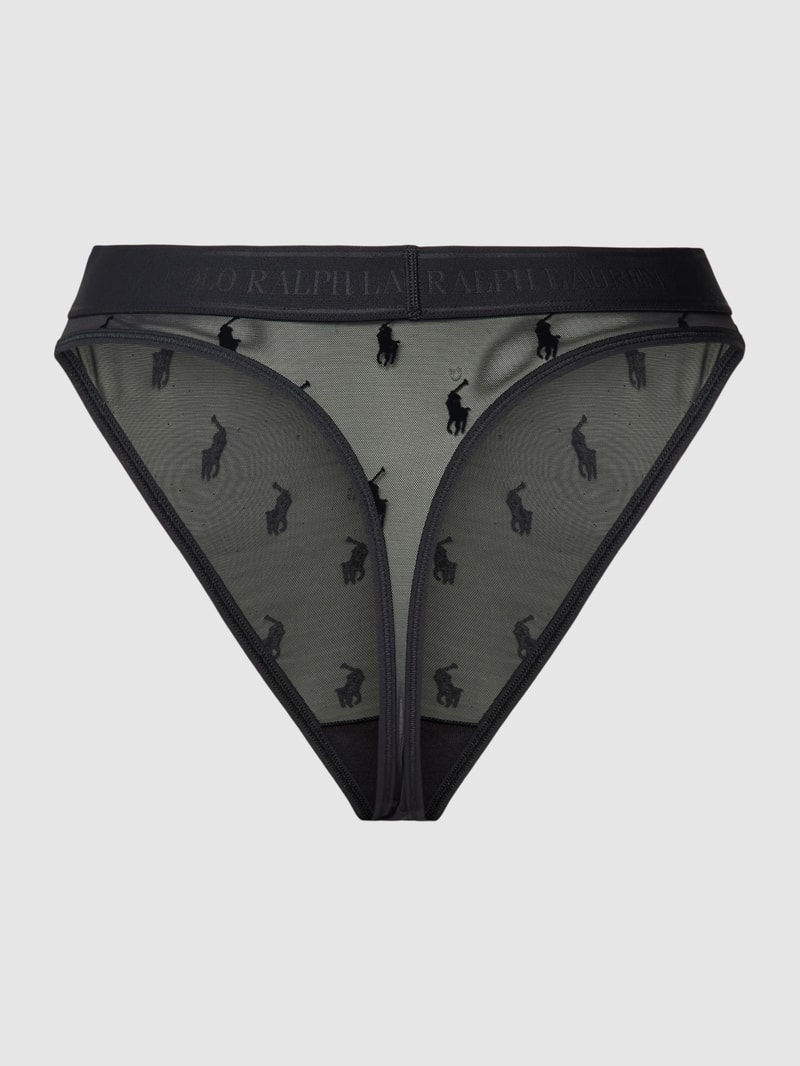 High Waist String mit Allover-Logo-Muster in schwarz
