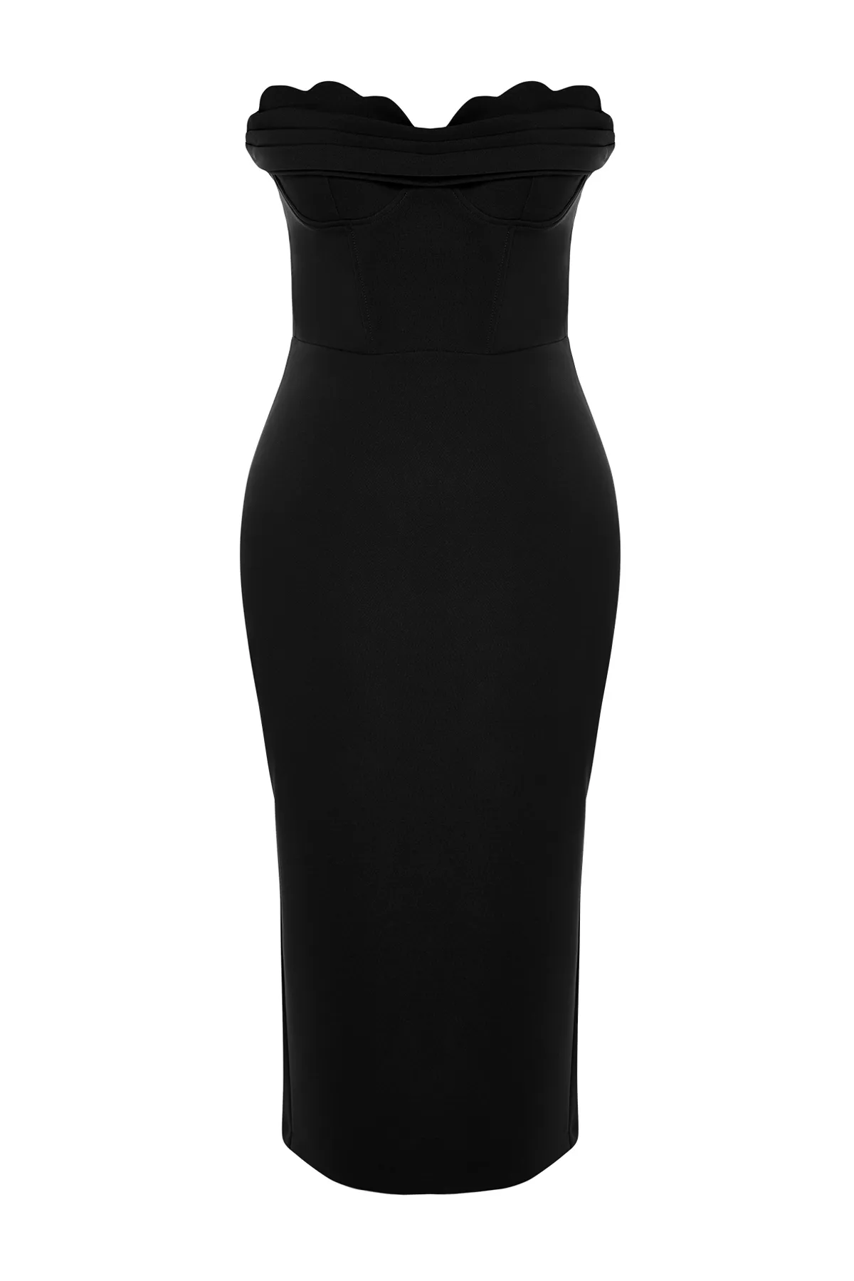 Trendyol Collection  Schwarzes, tailliertes Webkleid TPRSS24EL00008