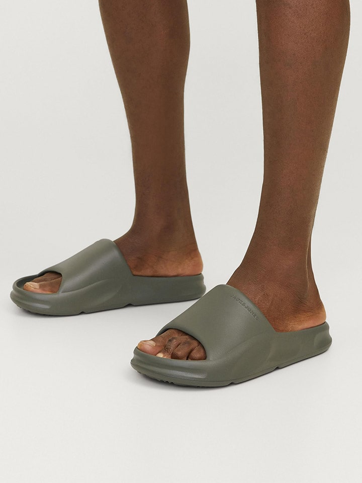 Jack & Jones Pantoletten in Khaki günstig kaufen