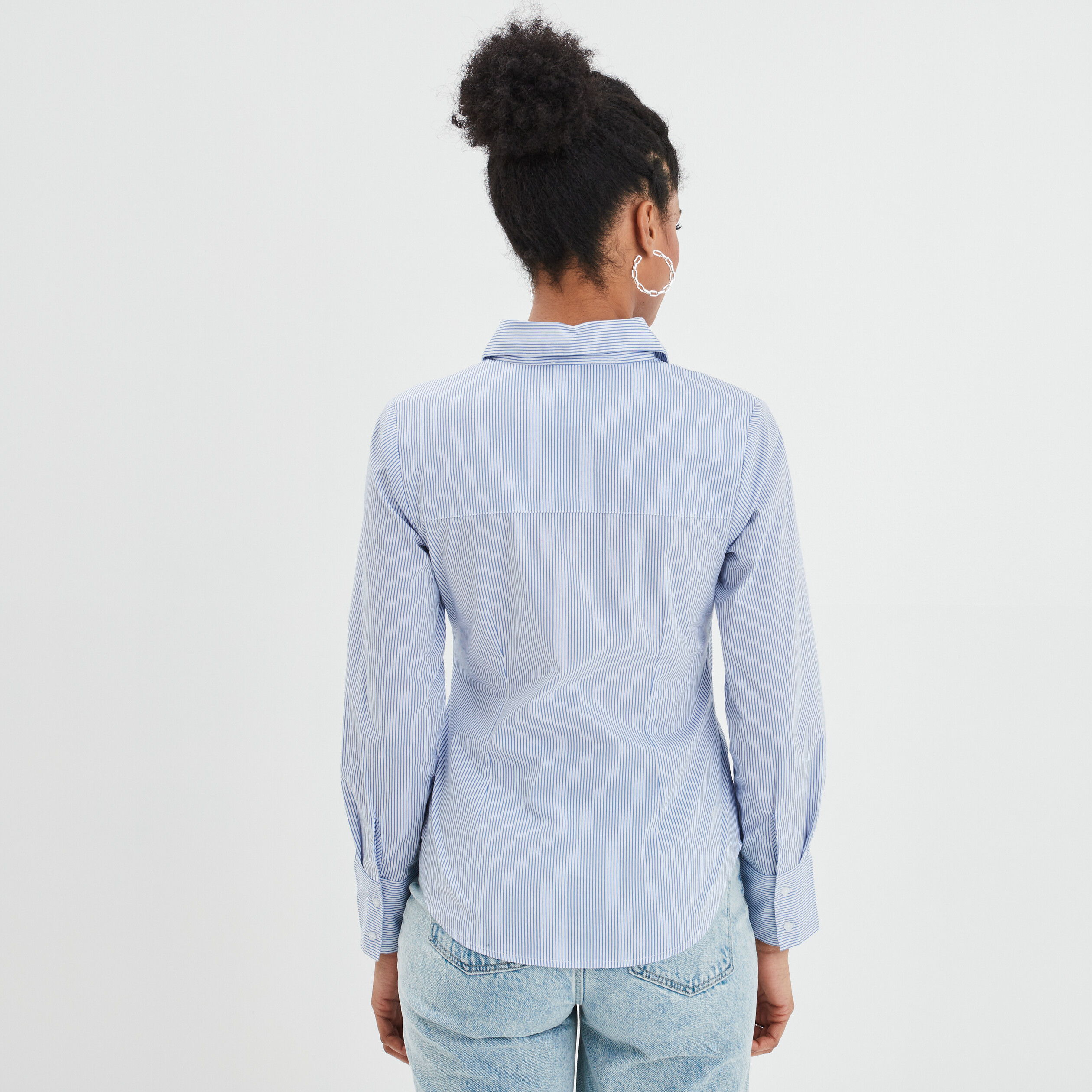 Chemise cintrée manches longues blanc femme | La Halle