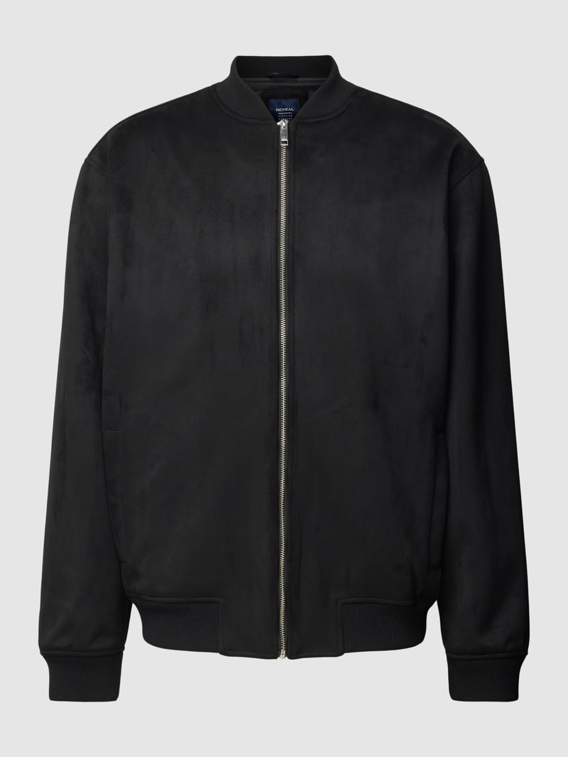 Sweatjacke mit Stehkragen in schwarz