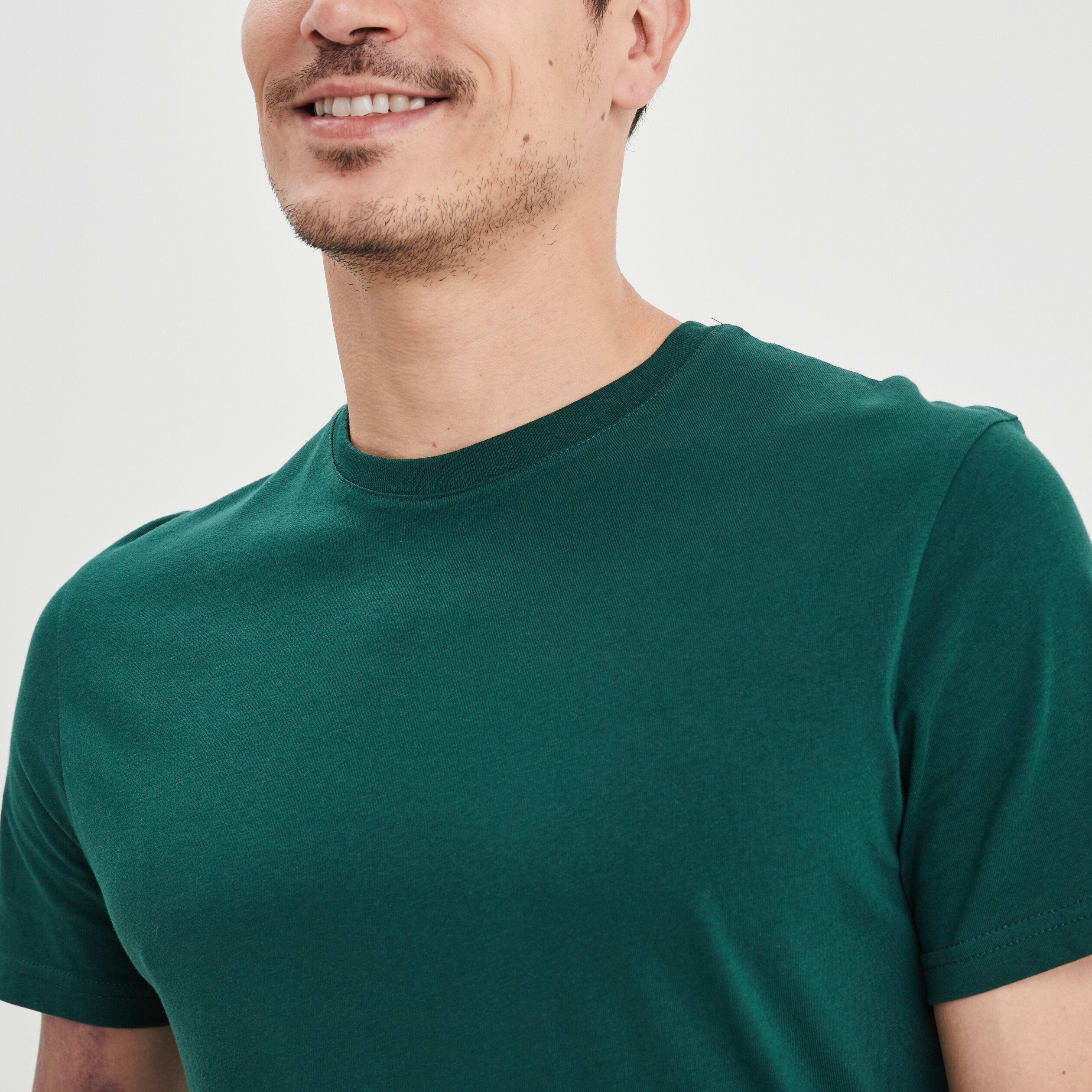 T-shirt en coton manches courtes vert foncé homme | La Halle