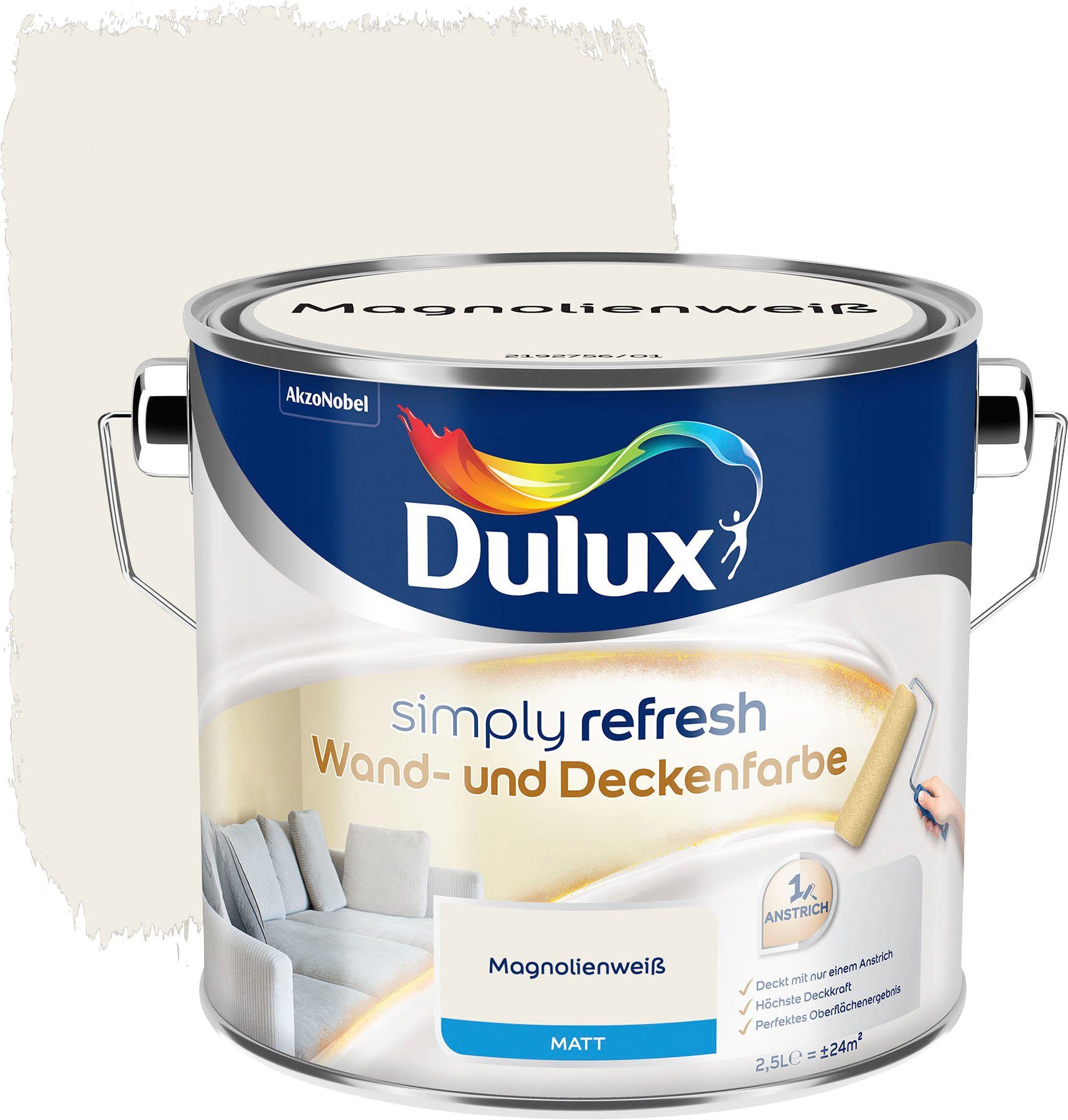 Dulux Wand- und Deckenfarbe Simply Refresh, matt, hochdeckend, 2,5 l