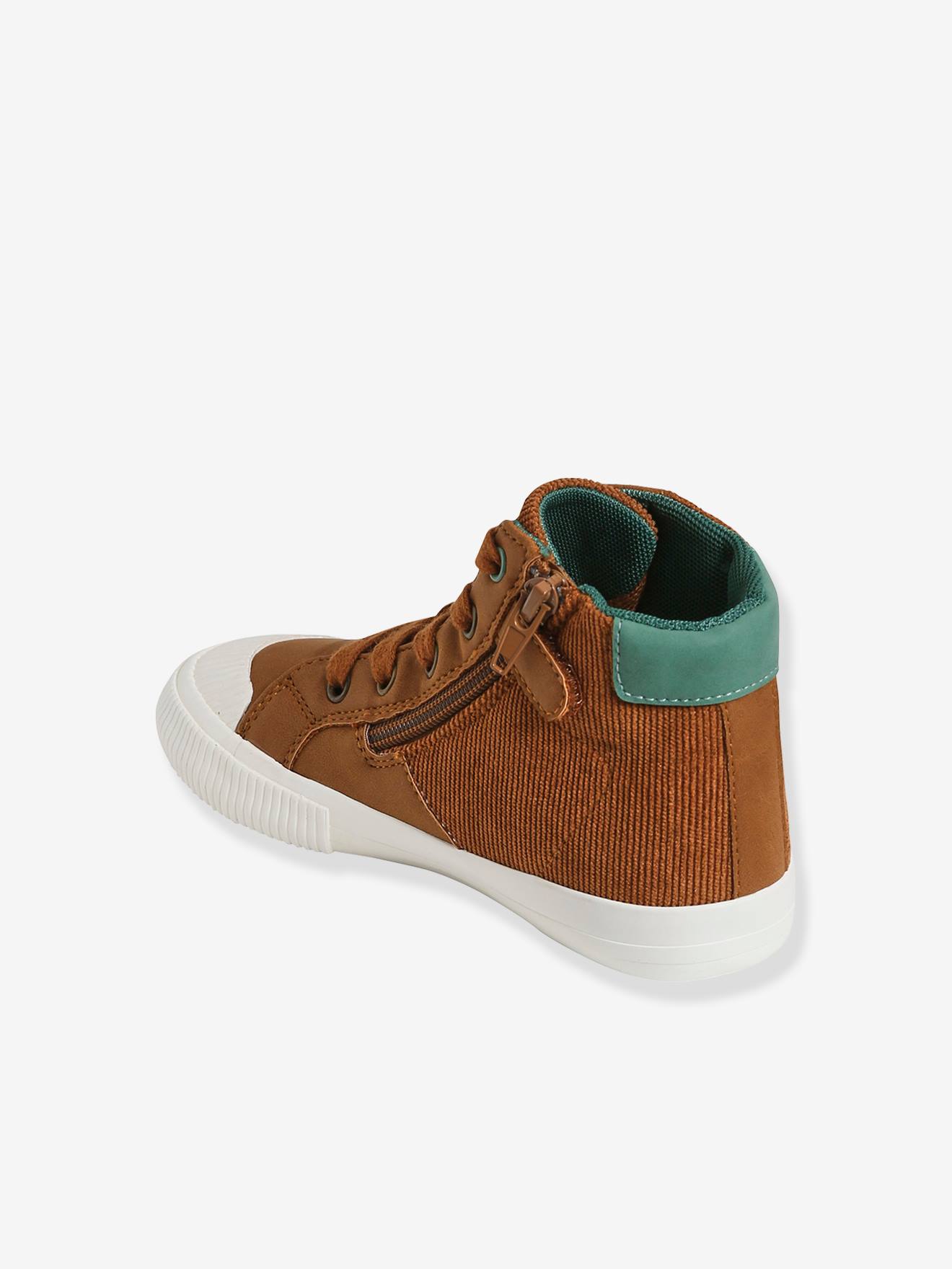 Baskets montantes lacées et zippées garçon marron