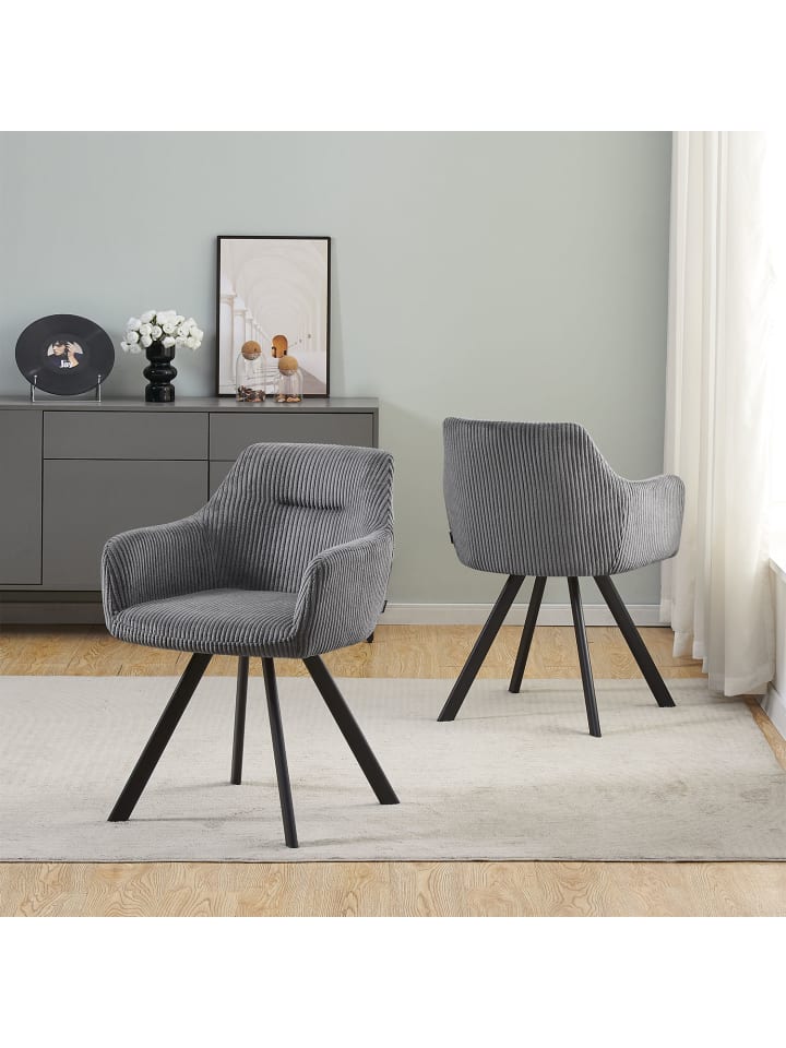 B&D Home 2er-Set: Esszimmerstuhl CYRUS in Dunkelgrau - (B)56 x (H)80 x (T)60 cm günstig kaufen onesize