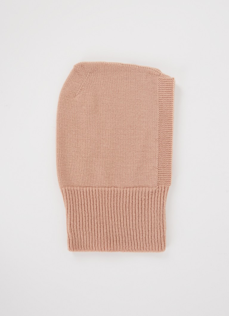 Pălărie tip balaclava din tricot fin Hvid