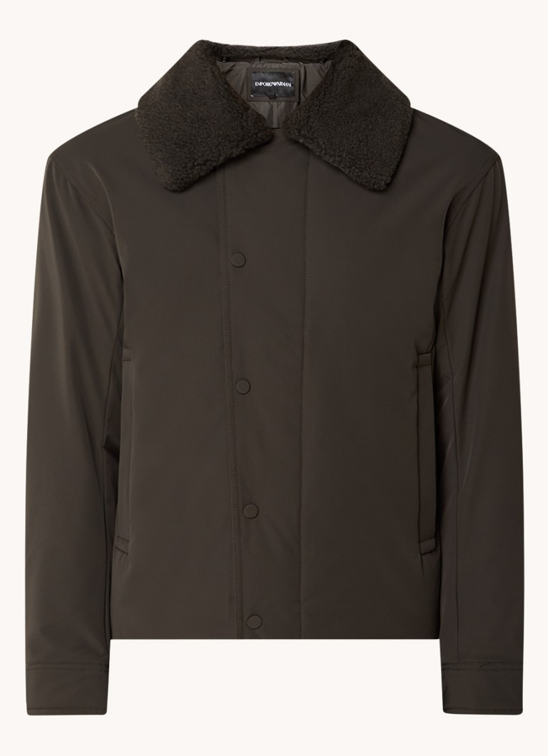 Emporio Armani Quilted jacket with side pockets and detachable teddy collar