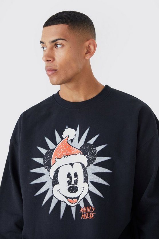 Oversize Sweatshirt mit lizenziertem Weihnachts Disney Mickey Print