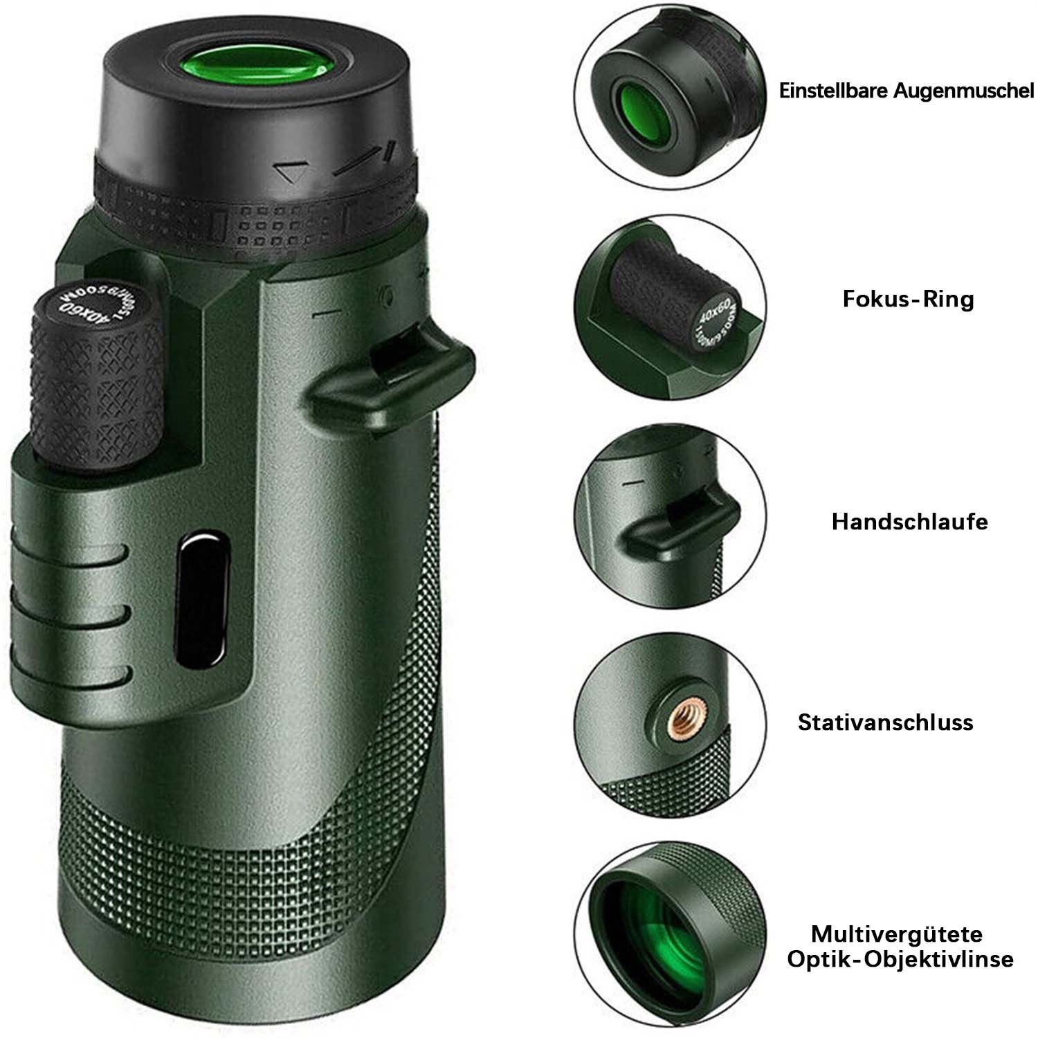 flowgoer 80X100 Super High Power Portable Fernrohr (HD-Nachtsicht-Monokular-Teleskop-Fernglas)