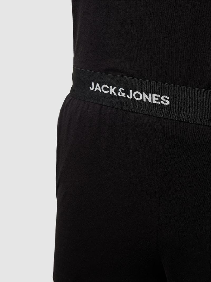 Pyjama mit Label-Detail Modell 'BASIC' in schwarz