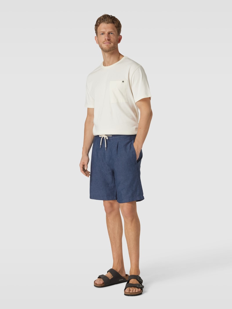 Shorts mit Bundfalten Modell 'alfonso' in marineblau