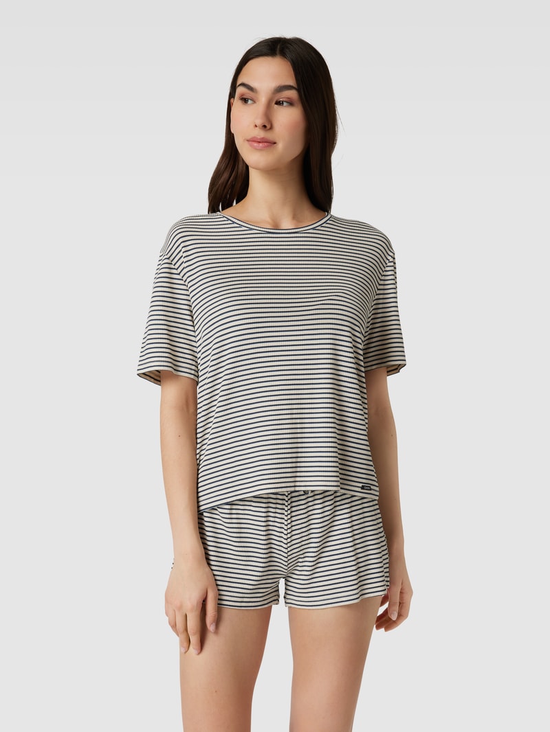 Pyjama-Oberteil mit Streifenmuster in offwhite