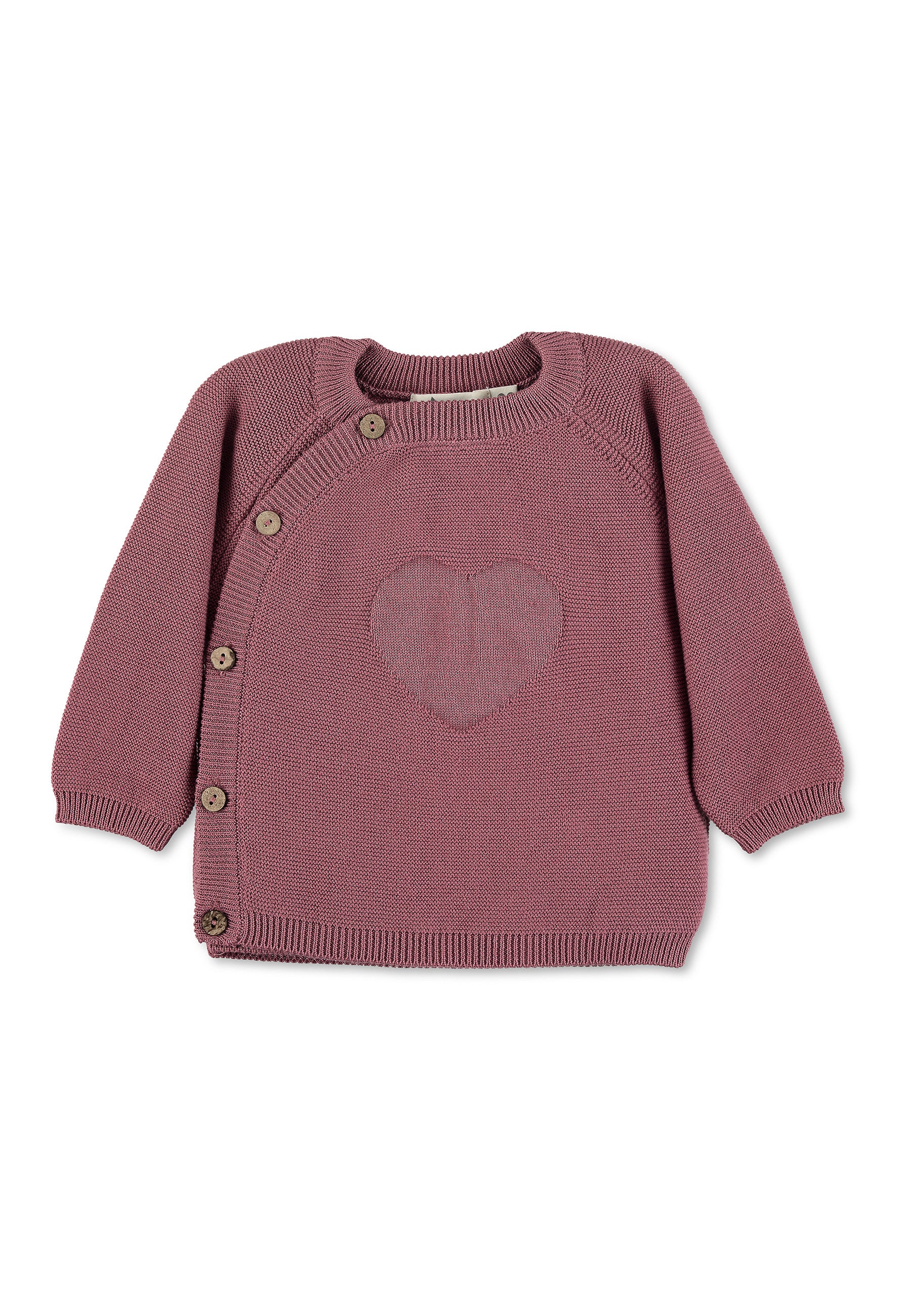 GOTS Strick-Jacke in Flieder oder Rosa mit Motiv