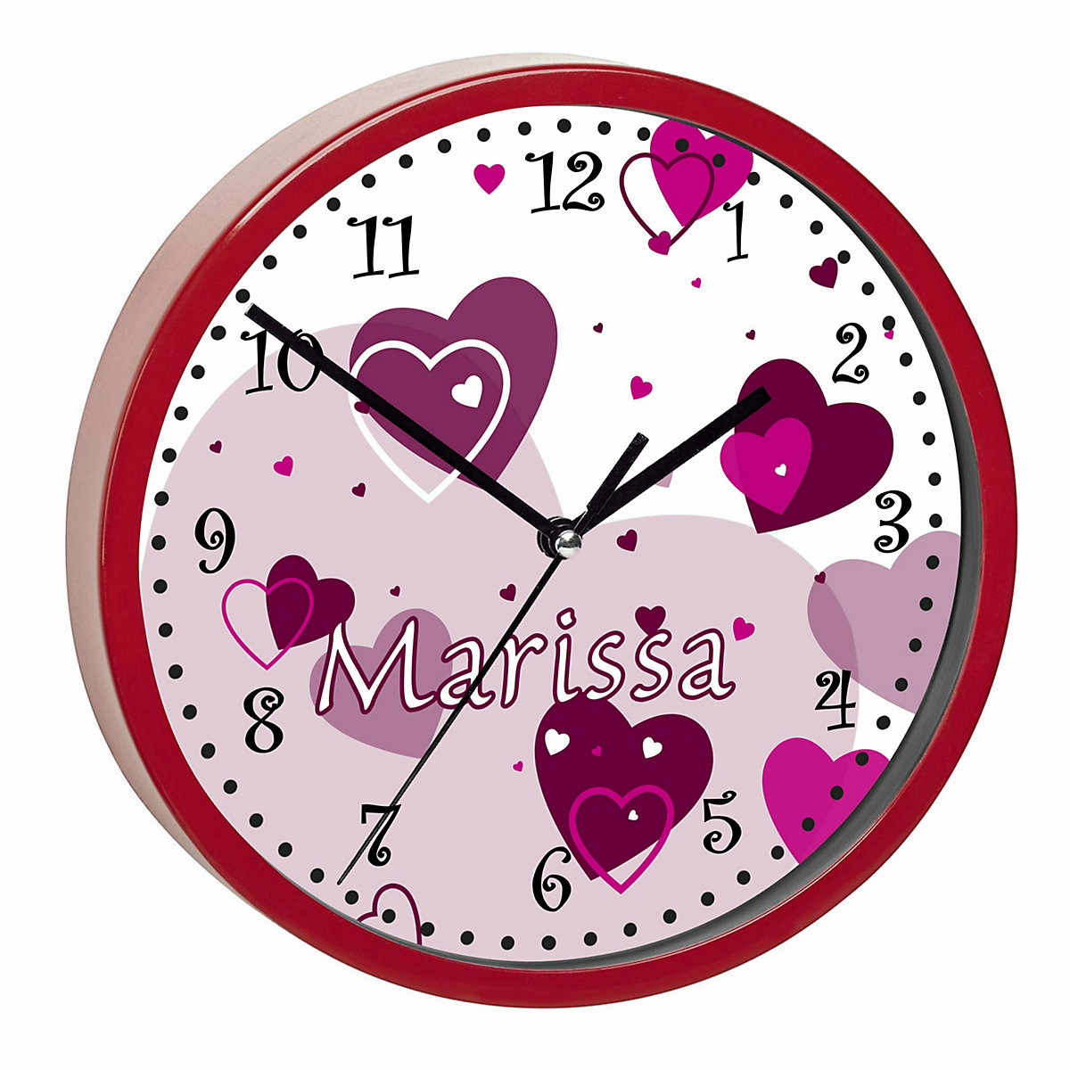 Kinder Wanduhr personalisiert mit Name Herz Brombeere