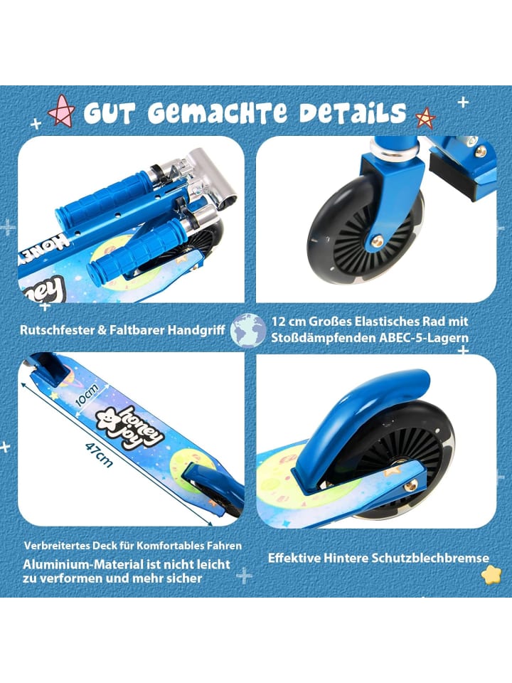 COSTWAY Scooter mit LED-Räder ab 3 Jahren in Blau günstig kaufen 66 cm