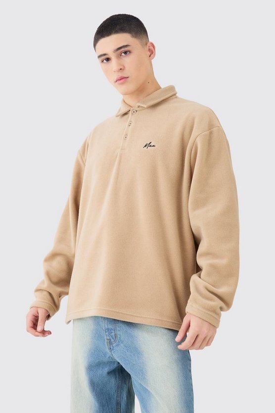Oversize Man Fleece Rugby-Poloshirt