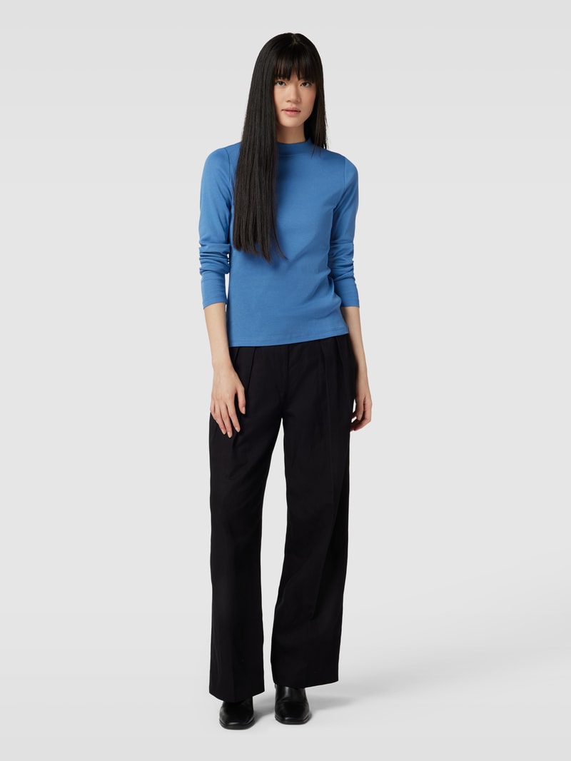 Longsleeve mit geripptem Rundhalsausschnitt in eisblau