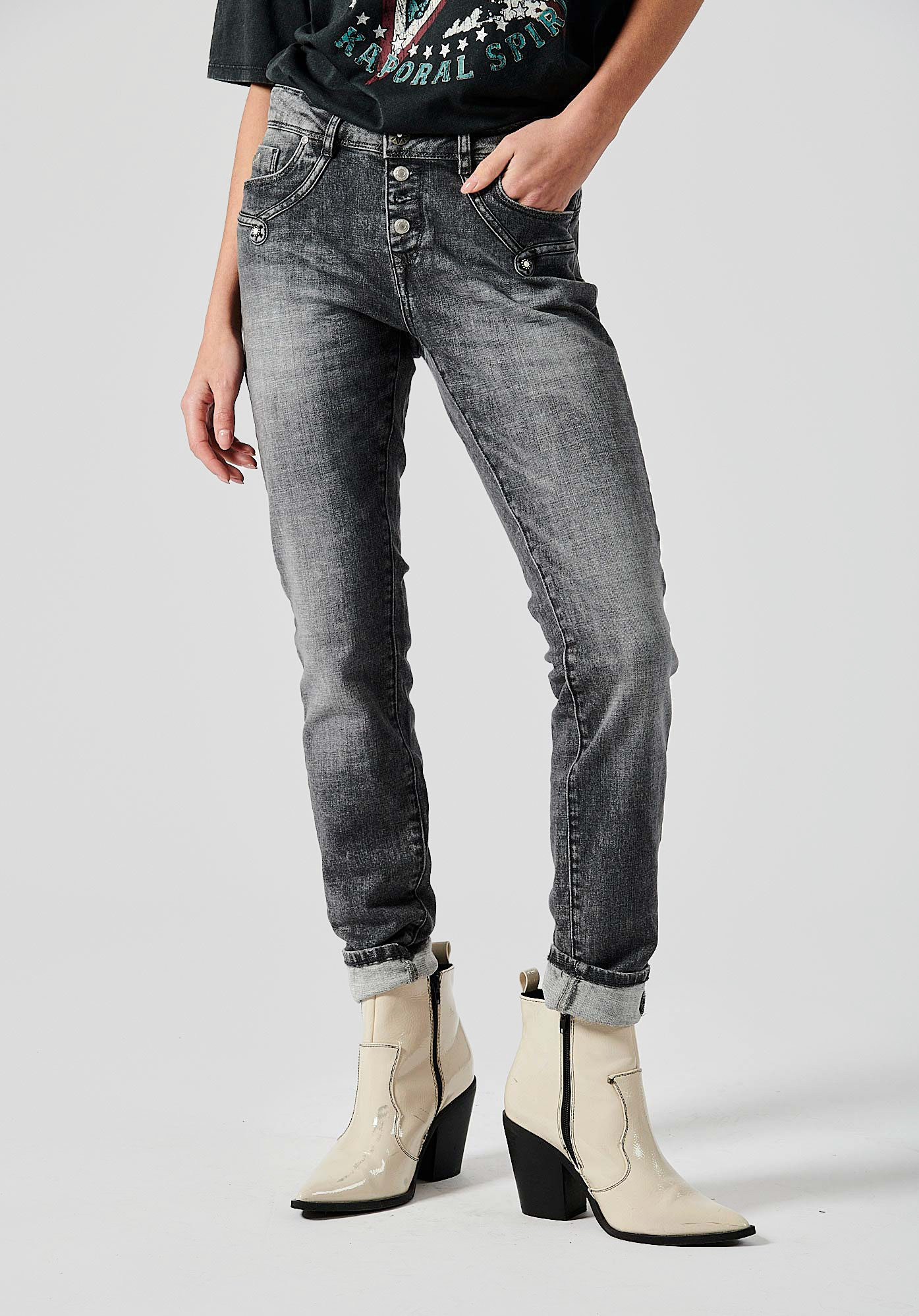 VIKA   Jean slim gris Femme