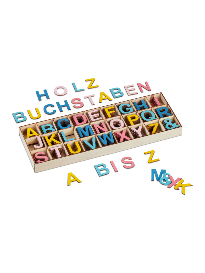relaxdays 324tlg. Holzbuchstaben Set in Bunt günstig kaufen onesize