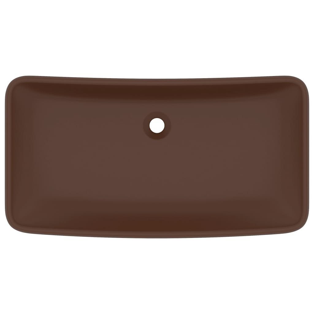 vidaXL Waschbecken Luxus-Waschbecken Rechteckig Matt Dunkelbraun 71x38 cm Keramik