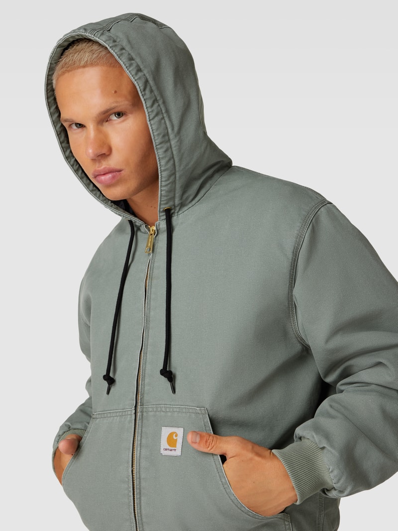 Jacke mit Label-Patch Modell 'ACTIVE' in olivgrün