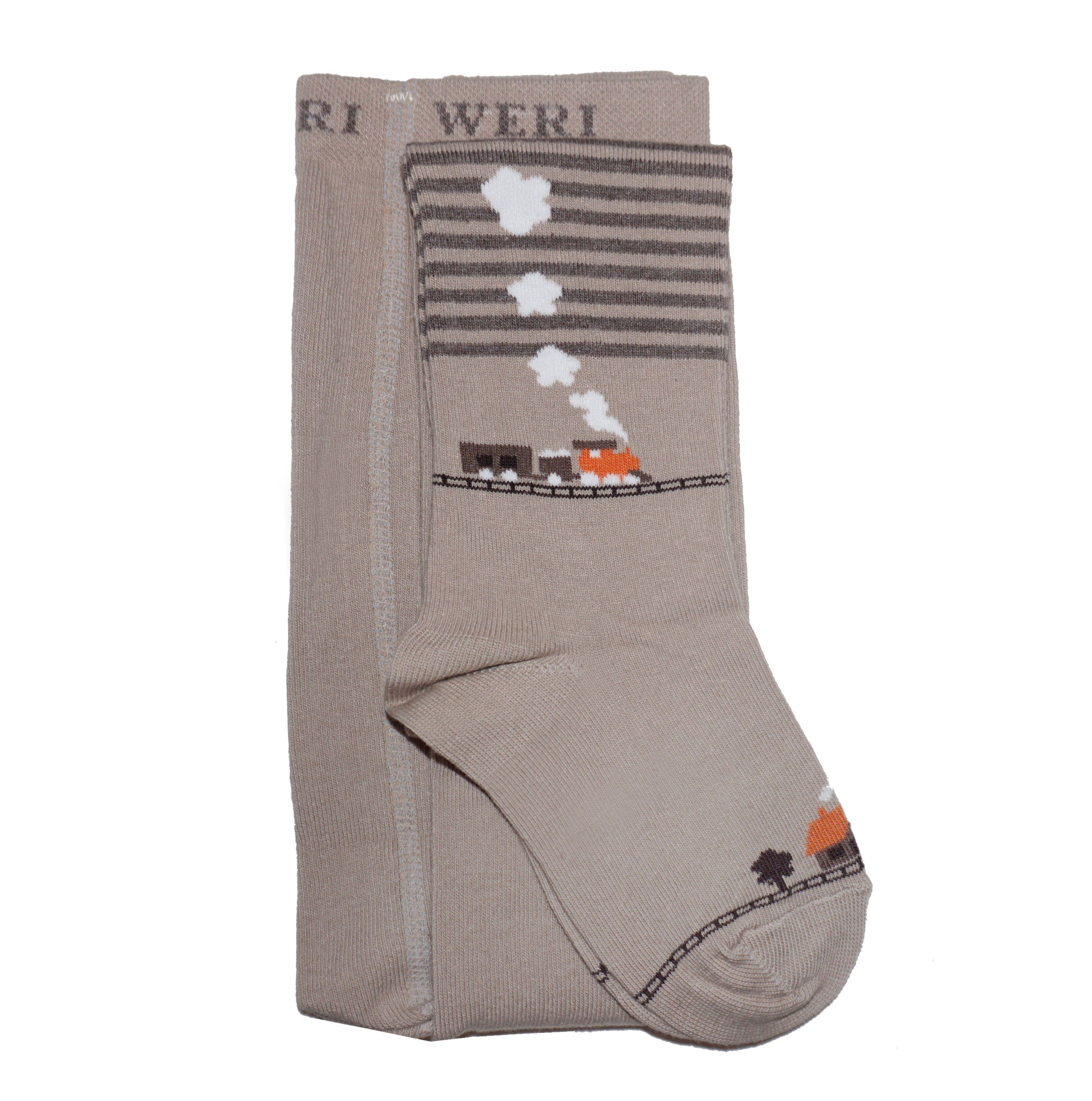 WERI SPEZIALS Strumpfhersteller GmbH Strickstrumpfhose Kinderstrumpfhosen für Jungs >>Eisenbahn<< aus Baumwolle