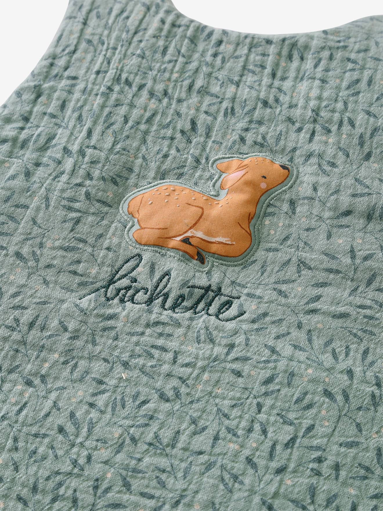 Vertbaudet Ärmelloser Baby Schlafsack MAGIC FOREST Oeko-Tex - grün bedruckt
