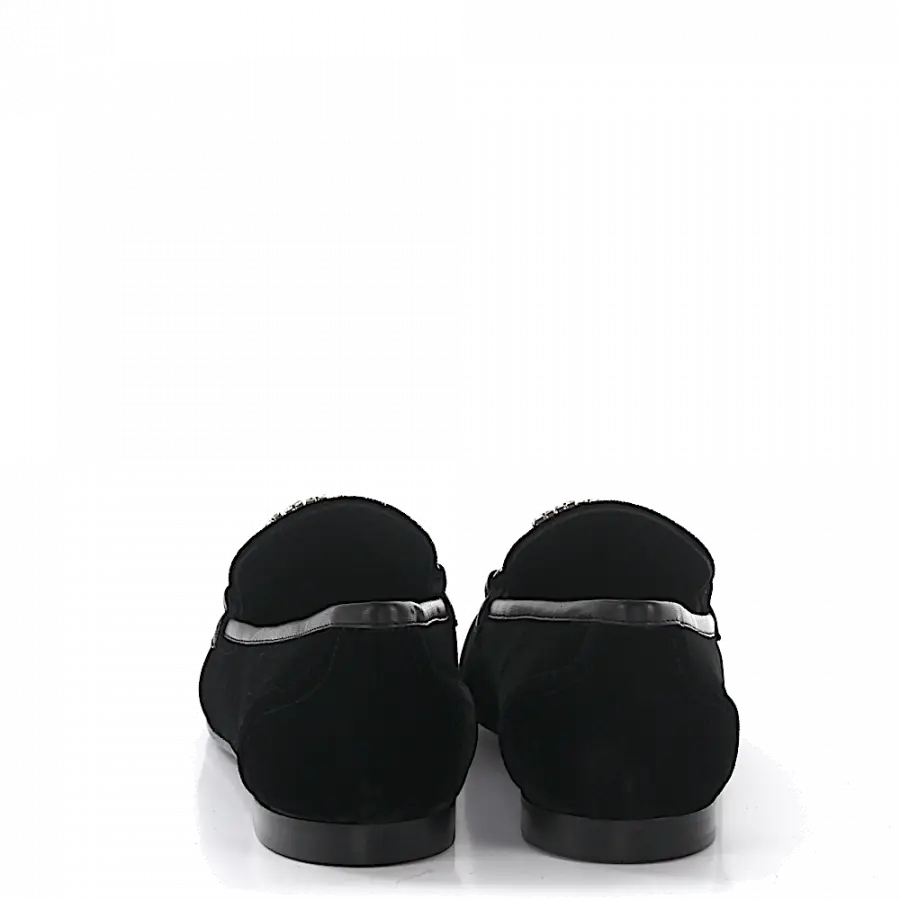 Giuseppe Zanotti - Slipper Metallösen Schmuckstein schwarz silber - schwarz